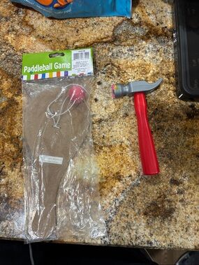Paddleball Game Set with Red Handle Toy Hammer